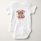 野生生まれ可愛い虎ソフトパステルピンク茶色 ベビーボディスーツ (裏面)
