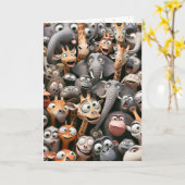 野生生物おもしろい群誕生日 カード (黄色い花)