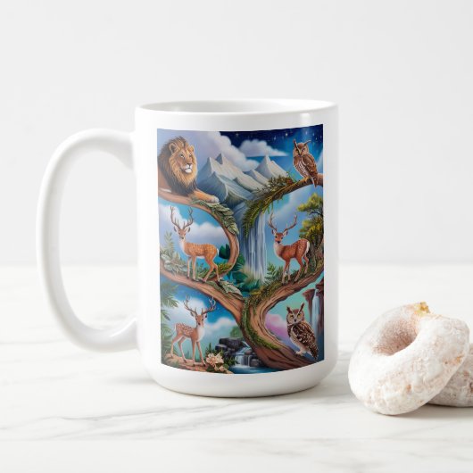 野生生物お洒落ファンタジーの複雑なミニチュア コーヒーマグカップ (ドーナツ)