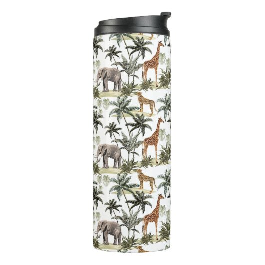 野生生物とヤシの木の熱タンブラー タンブラー (回転左)