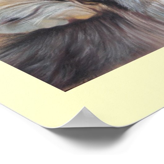 野生生物と夕日の写真ハウリンググレーウルフ ポスター (角)