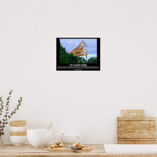 野生生物のやる気を起こさせるポスターGiraffe Teamwork ポスター (キッチン)