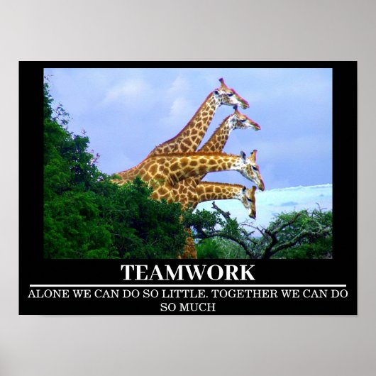 野生生物のやる気を起こさせるポスターGiraffe Teamwork ポスター (正面)