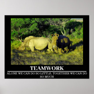 野生生物のやる気を起こさせるポスターRhinos Teamwork ポスター