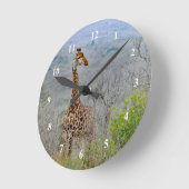 野生生物のキリンサバンナの写真 ラウンド壁時計 (傾斜)