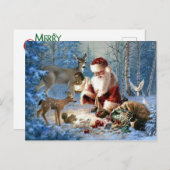 野生生物のサンタクロース シーズンポストカード (正面/裏面)