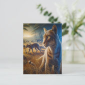 野生生物のシンフォニー:ヒョウとフィールドの友人 ポストカード (スタンド正面)