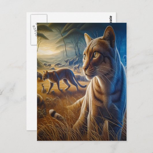 野生生物のシンフォニー：ヒョウとフィールドの友人 ポストカード (正面/裏面)