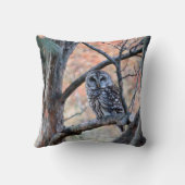野生生物のバードフクロウの木の写真 クッション (裏面)