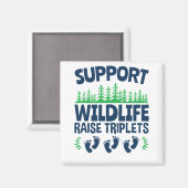 『野生生物の三つ子の育て方』 おもしろい Triplet Mom マグネット (正面/裏面)