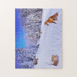 野生生物の友人と冬のキャビン ジグソーパズル