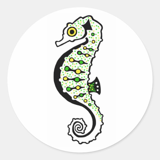 野生生物の可愛いシーホース – 絶滅危惧種 – 保護 ラウンドシール (正面)