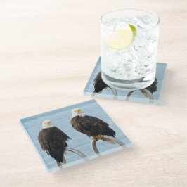 野生生物の姿が禿げおもしろいたワシ ガラスコースター