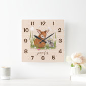 野生生物の子房バニーバタフライウォールクロック スクエア壁時計 (ホーム)