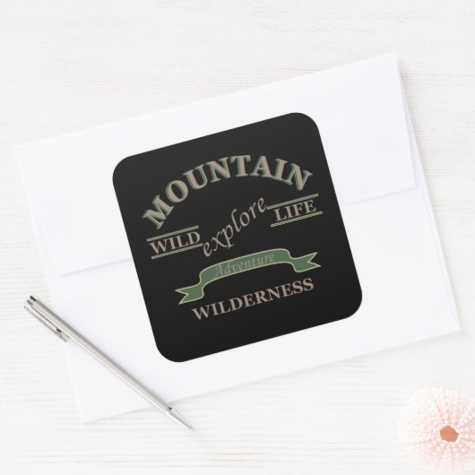 野生生物の山の荒野を探索する スクエアシール (封筒)