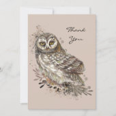 野生生物の水彩美術自然、フクロウ、鳥 カード (正面)