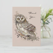 野生生物の水彩美術自然、フクロウ、鳥 カード (スタンド正面)