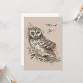 野生生物の水彩美術自然、フクロウ、鳥 カード (正面/裏面インサイチュ)