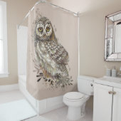 野生生物の水彩美術自然、フクロウ、鳥、 シャワーカーテン (インサイチュ)