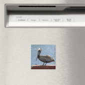 野生生物の茶色のペリカンの水写真 マグネット (インサイチュ (食洗機))