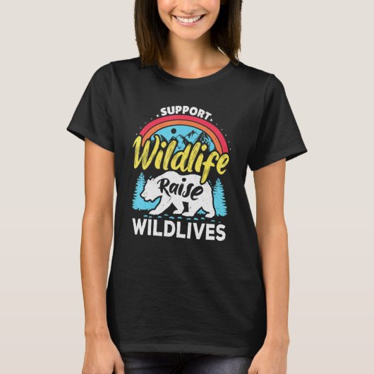 野生生物をサポート 野の少年を育てる ママ パパ クマ Tシャツ (正面)