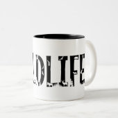 野生生物アウトドア動物自然林タイポグラフィ ツートーンマグカップ (正面右)