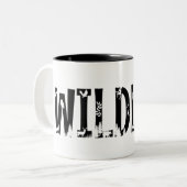 野生生物アウトドア動物自然林タイポグラフィ ツートーンマグカップ (正面左)