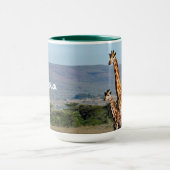 野生生物キリン母とベビー写真 マグカップ (中央)