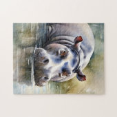 野生生物セレニティウォーターカラーヒッポ ジグソーパズル (横)