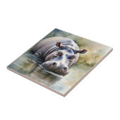 野生生物セレニティウォーターカラーヒッポ タイル (側面)