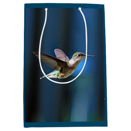 野生生物ハミングバード写真 ミディアムペーパーバッグ (正面)