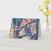 野生生物バーレッドフクロウツリーフォト悔やみや弔慰 カード (黄色い花)