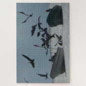 野生生物パズル：ペリカンのまわりに魚釣りボート ジグソーパズル (縦)