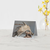 野生生物ムースおもしろい笑うアニー – ムース誕生日カード カード (黄色い花)