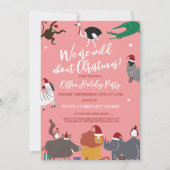 野生生物企業の動物クリスマスパーティー 招待状 (正面)