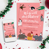 野生生物企業の動物クリスマスパーティー 招待状