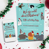 野生生物企業の動物クリスマスパーティー 招待状