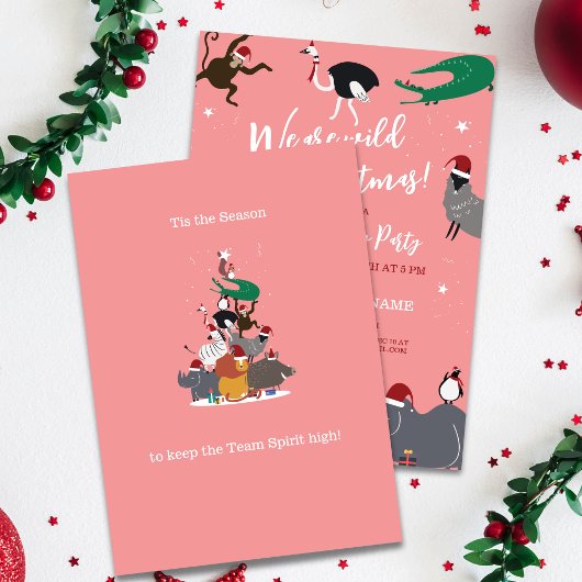 野生生物企業の動物クリスマスパーティー 招待状