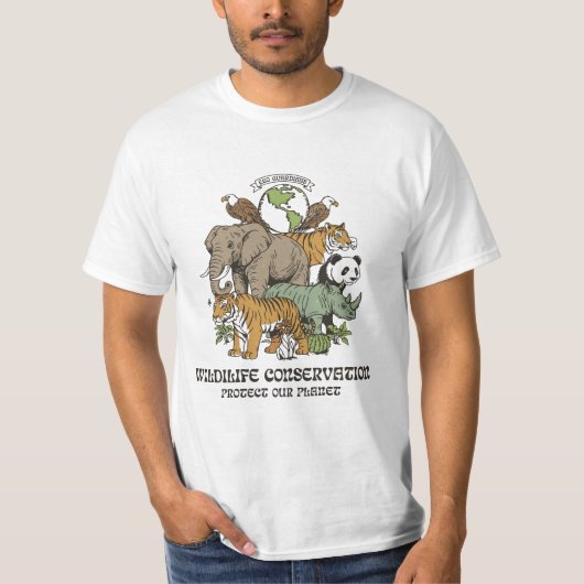 野生生物保護 - 地球を守るエコグア Tシャツ (正面)