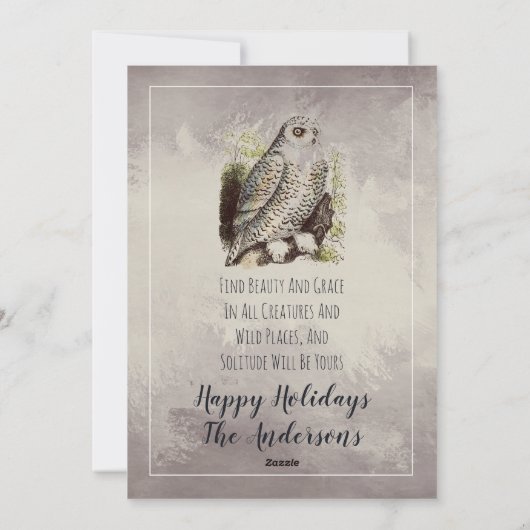 野生生物引用文ウッドランドディアスノーウィンターホリデー シーズンカード (裏面)