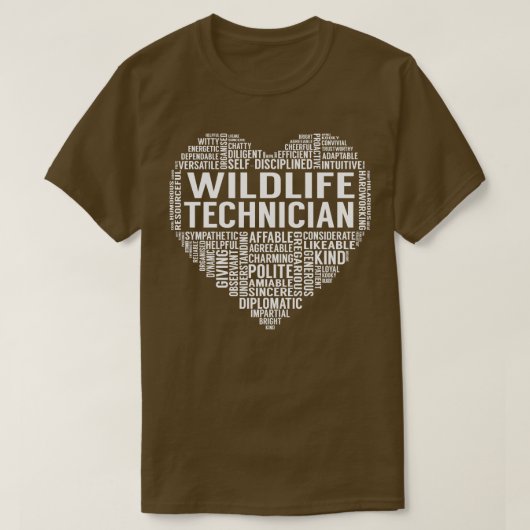 野生生物技術者ハート Tシャツ (デザイン正面)