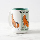 野生生物救 – 赤いオオカミ – 保護 – 自然 ツートーンマグカップ (正面左)