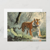 野生生物熱帯雨林タイガーヴィンテージ ポストカード (正面/裏面)