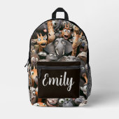 野生生物熱狂する群 プリントバックパック (正面)
