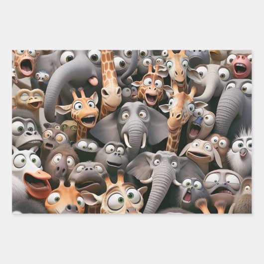 野生生物熱狂する群 ラッピングペーパーシート (正面)
