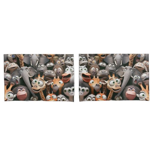 野生生物熱狂する群 枕カバー (フロントセット)