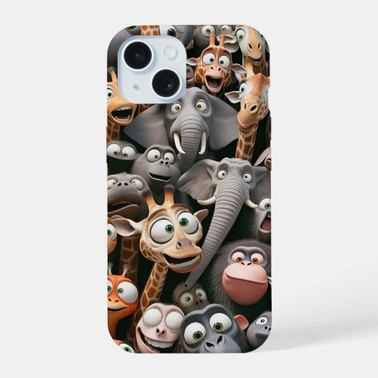 野生生物熱狂する群 iPhone 15ケース (裏面)