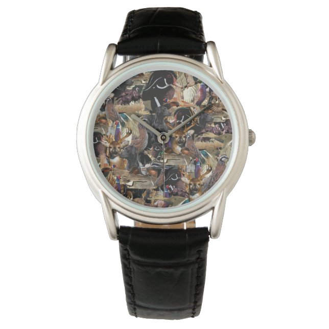 野生生物狩りギフト、アヒル&鹿ハンターウォッチ 腕時計 (正面)