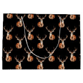 野生生物素朴鹿ヘッドウォーターカラーブラック ラージペーパーバッグ (裏面)