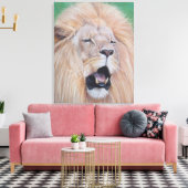 野生生物絵を描のライオンの躍動する大きな猫アート キャンバスプリント (インサイチュ (リビング))